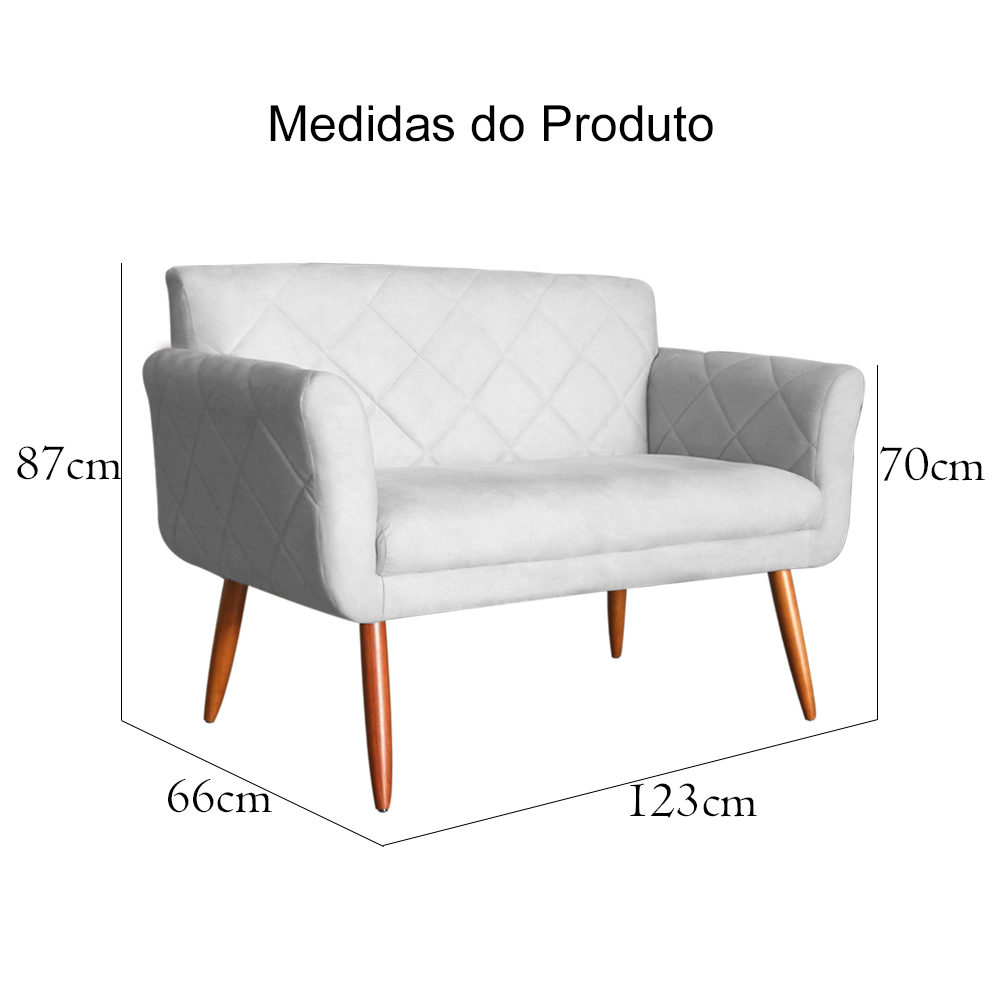 Namoradeira Decorativa Isabela Pés Palito Suede Branco - DS Estofados