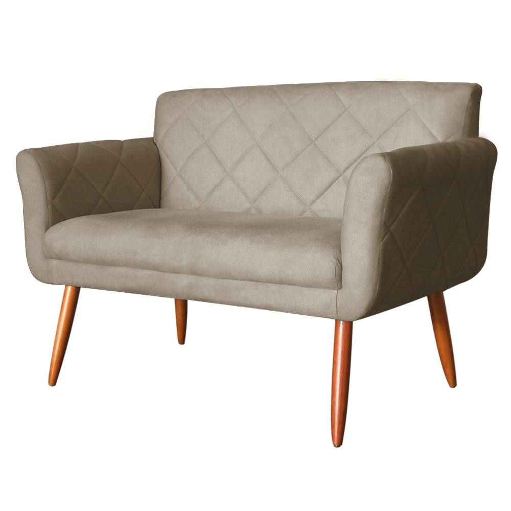 Namoradeira Decorativa Isabela Pés Palito Suede Capuccino - DS Estofados