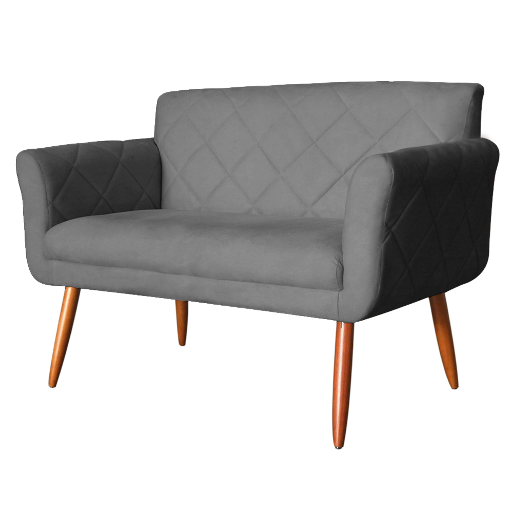 Namoradeira Decorativa Isabela Pés Palito Suede Cinza - DS Estofados