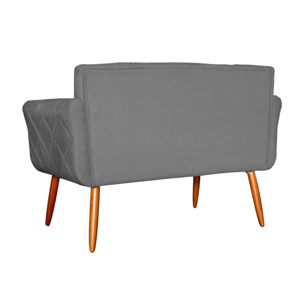 Namoradeira Decorativa Isabela Pés Palito Suede Cinza - DS Estofados