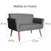 Namoradeira Decorativa Isabela Pés Palito Suede Cinza - DS Estofados