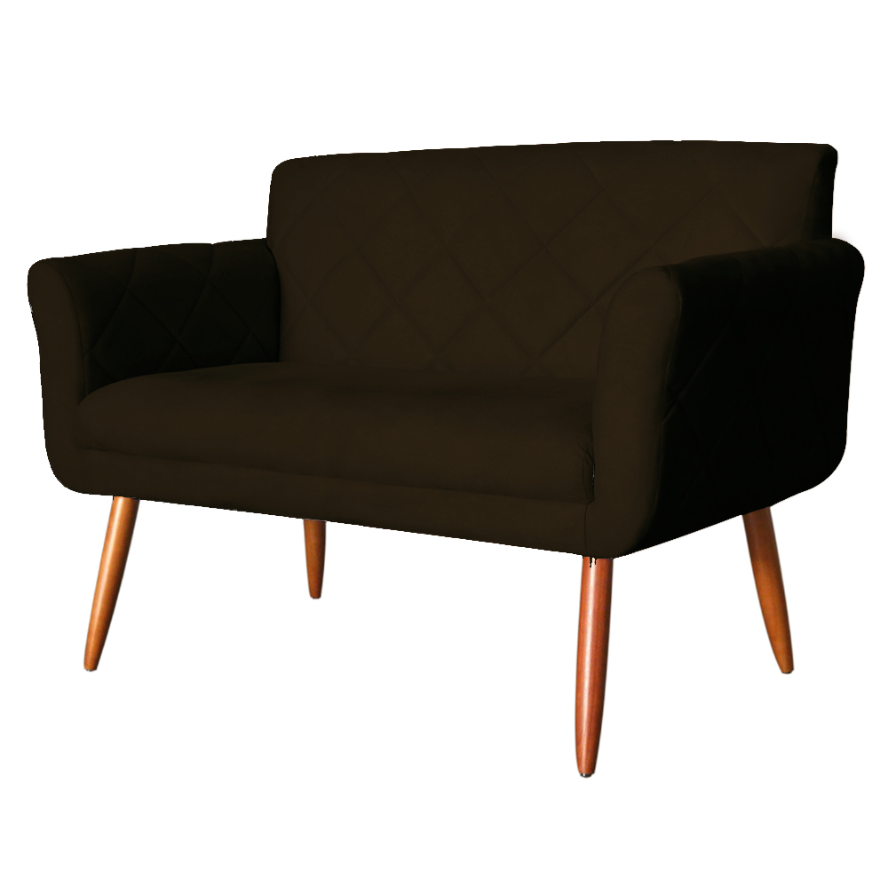 Namoradeira Decorativa Isabela Pés Palito Suede Marrom - DS Estofados