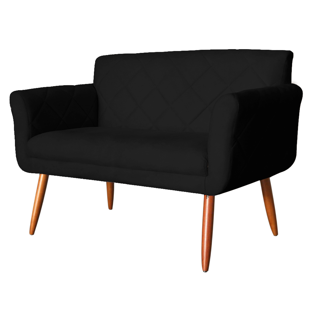 Namoradeira Decorativa Isabela Pés Palito Suede Preto - DS Estofados