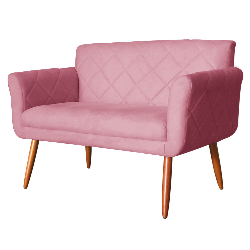 Namoradeira Decorativa Isabela Pés Palito Suede Rosa - DS Estofados
