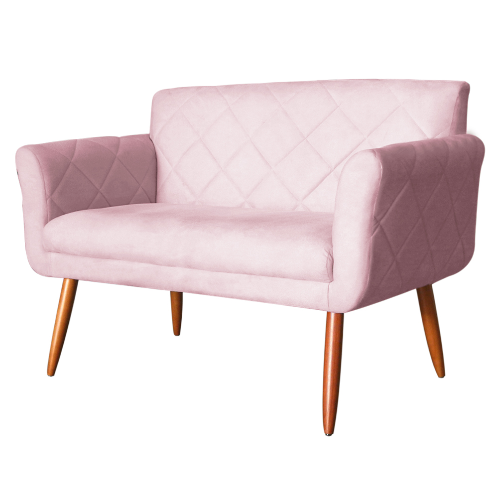 Namoradeira Decorativa Isabela Pés Palito Suede Rosa Bebê - DS Estofados