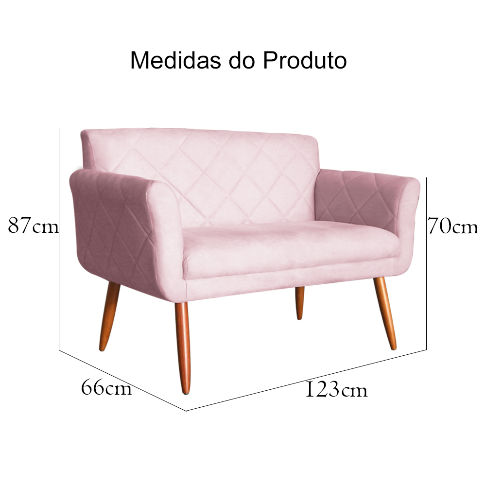 Namoradeira Decorativa Isabela Pés Palito Suede Rosa Bebê - DS Estofados