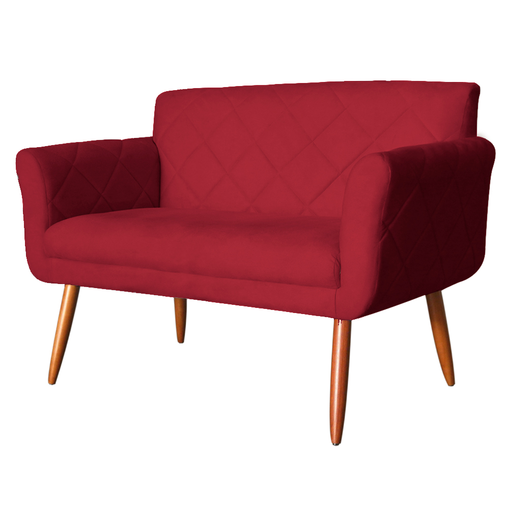 Namoradeira Decorativa Isabela Pés Palito Suede Vermelho - DS Estofados