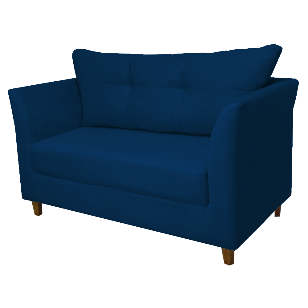 Namoradeira Decorativa Isis Pés Trapézio Suede Azul Marinho - DS Estofados