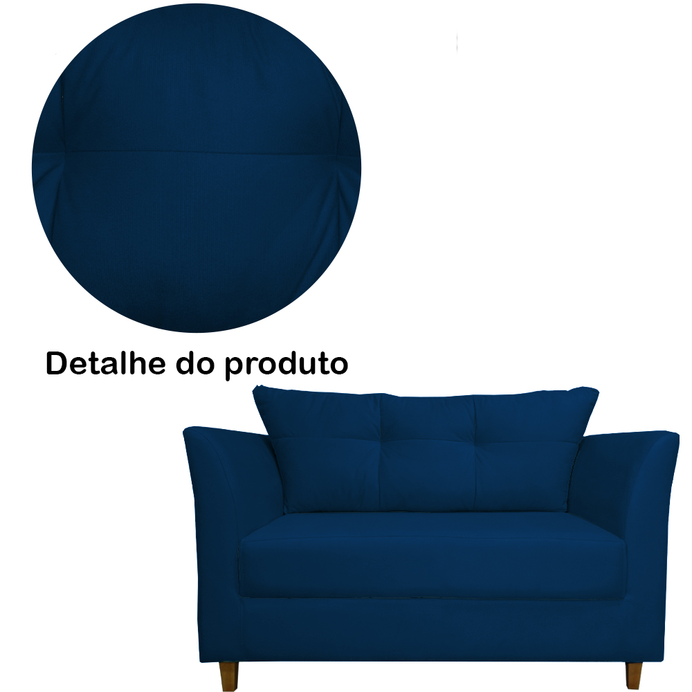 Namoradeira Decorativa Isis Pés Trapézio Suede Azul Marinho - DS Estofados