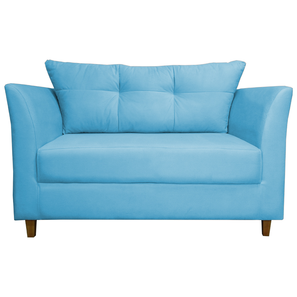 Namoradeira Decorativa Isis Pés Trapézio Suede Azul Turquesa - DS Estofados