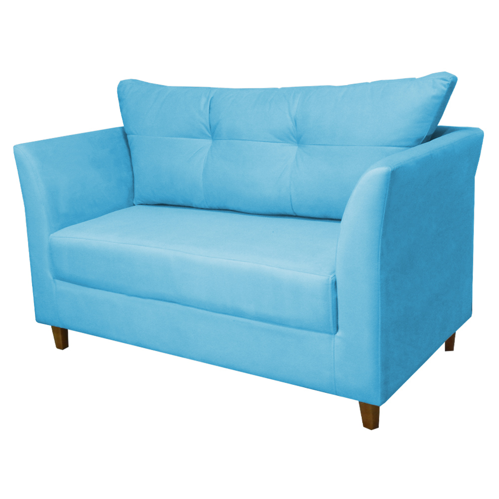 Namoradeira Decorativa Isis Pés Trapézio Suede Azul Turquesa - DS Estofados