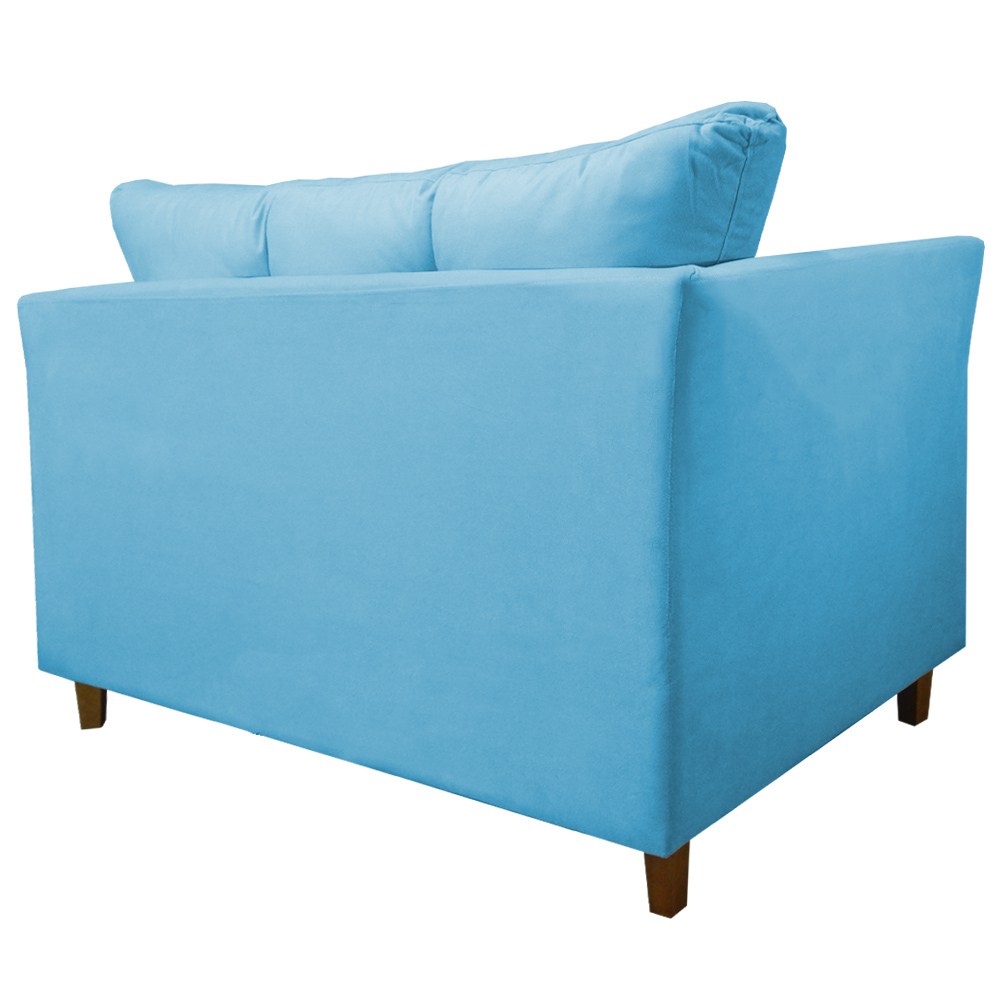 Namoradeira Decorativa Isis Pés Trapézio Suede Azul Turquesa - DS Estofados