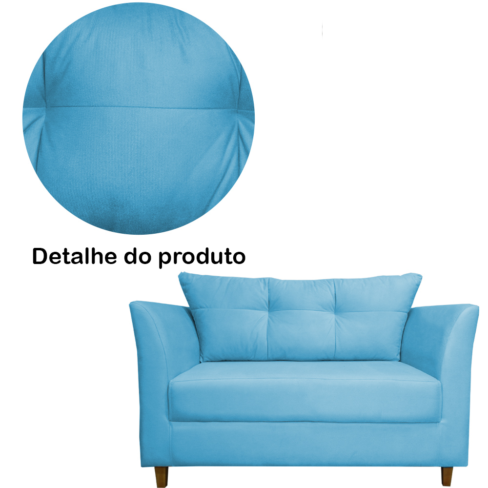 Namoradeira Decorativa Isis Pés Trapézio Suede Azul Turquesa - DS Estofados