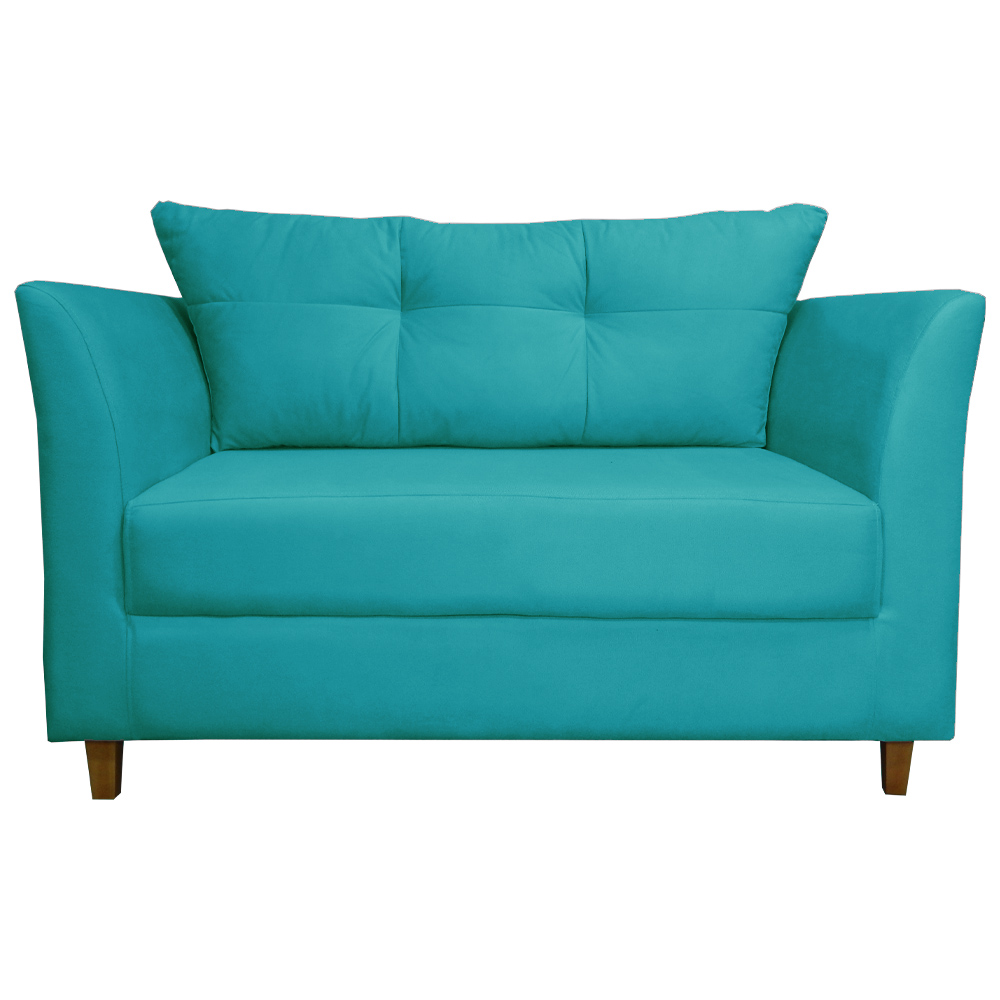 Namoradeira Decorativa Isis Pés Trapézio Suede Azul Turquesa - DS Estofados