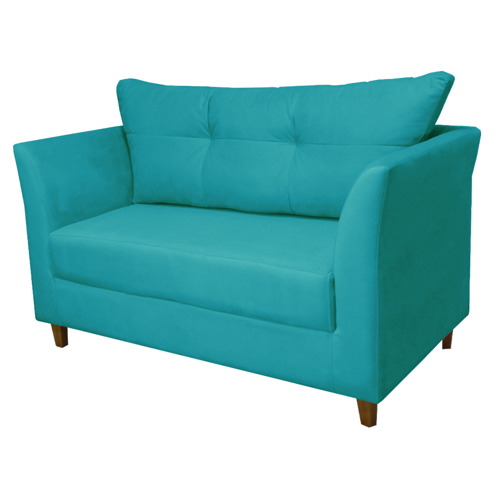 Namoradeira Decorativa Isis Pés Trapézio Suede Azul Turquesa - DS Estofados