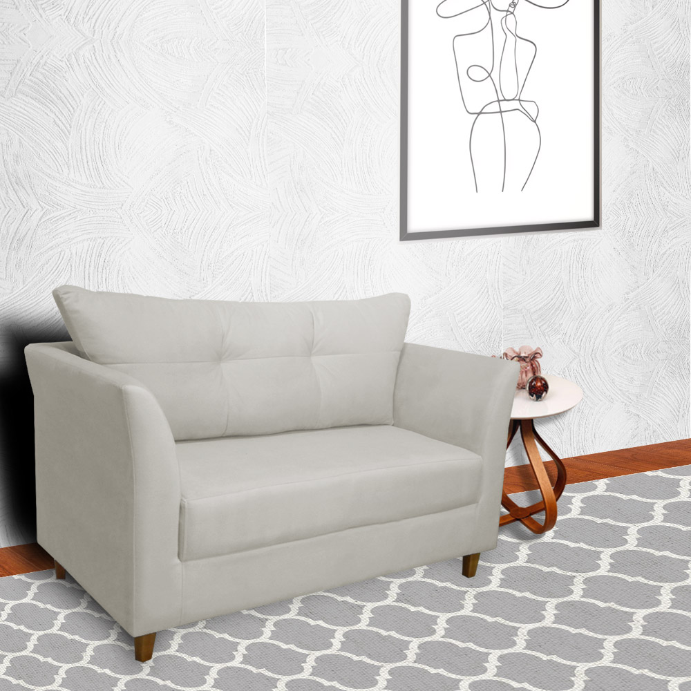 Namoradeira Decorativa Isis Pés Trapézio Suede Bege - DS Estofados