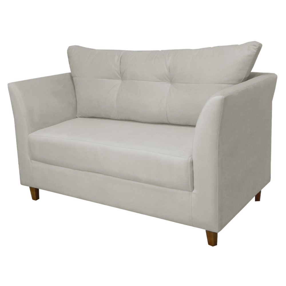 Namoradeira Decorativa Isis Pés Trapézio Suede Bege - DS Estofados
