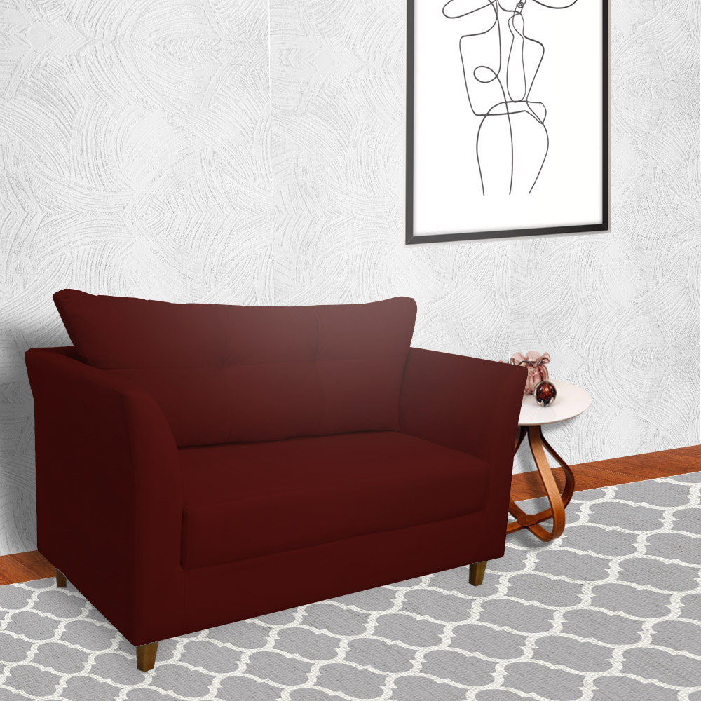 Namoradeira Decorativa Isis Pés Trapézio Suede Bordô - DS Estofados