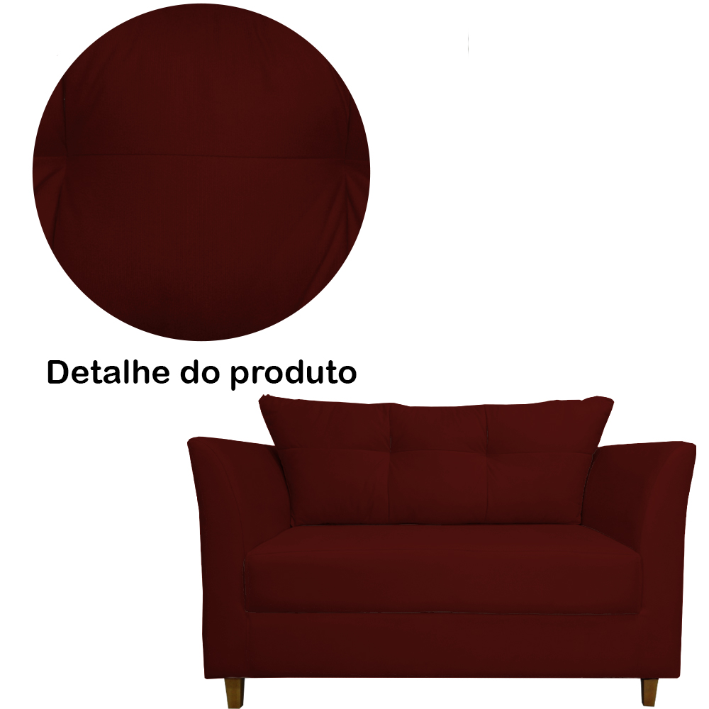 Namoradeira Decorativa Isis Pés Trapézio Suede Bordô - DS Estofados