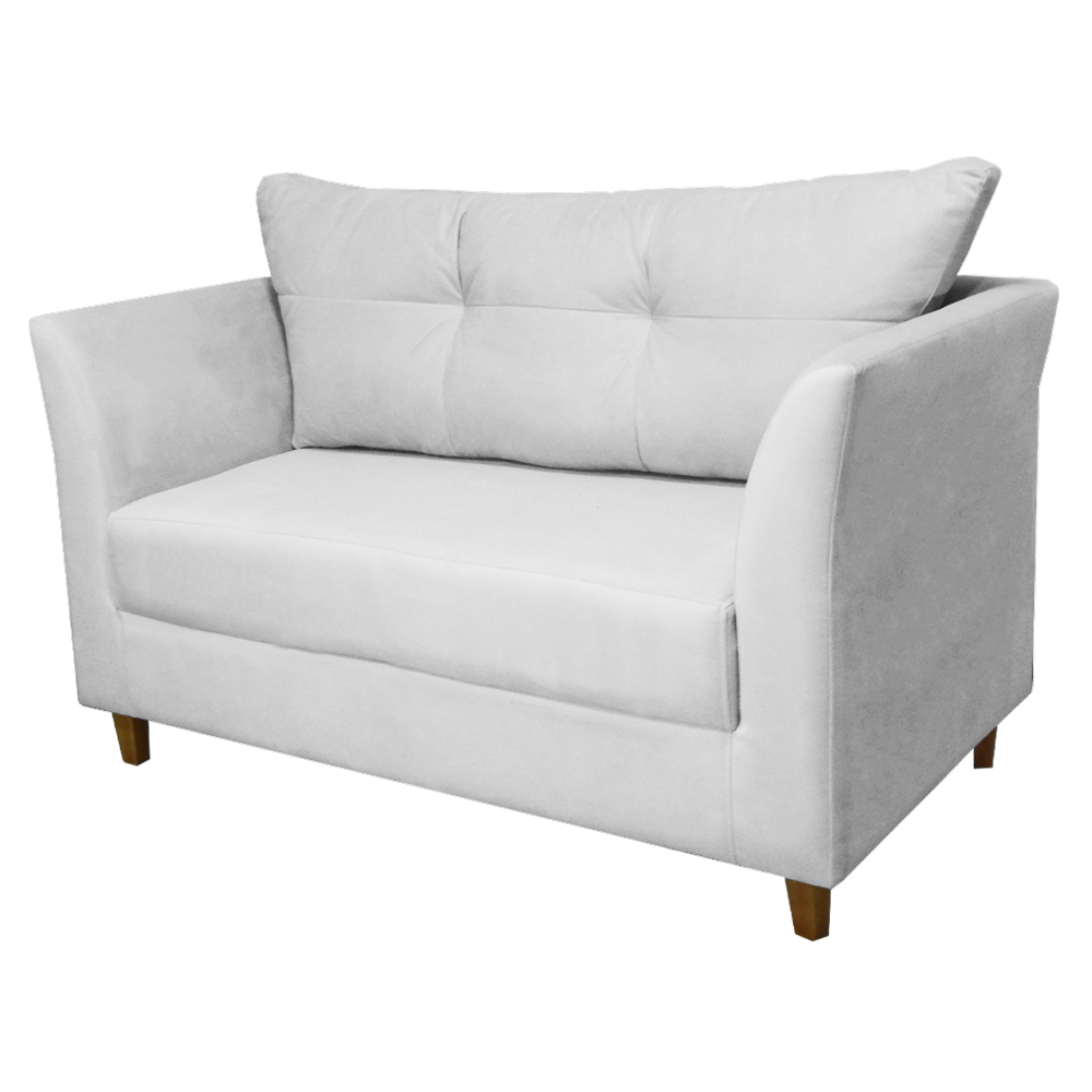 Namoradeira Decorativa Isis Pés Trapézio Suede Branco - DS Estofados