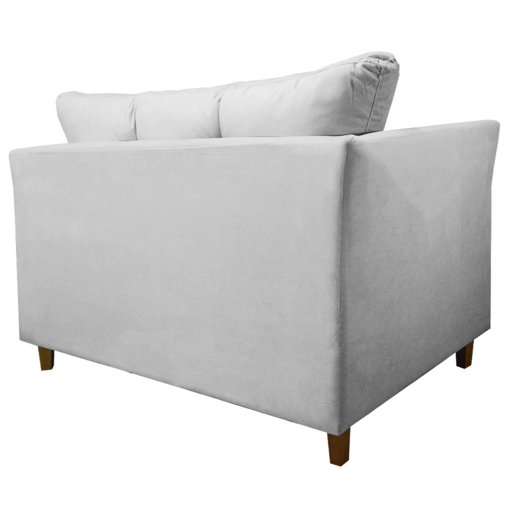 Namoradeira Decorativa Isis Pés Trapézio Suede Branco - DS Estofados