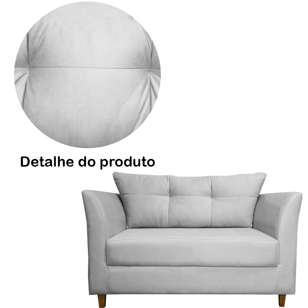 Namoradeira Decorativa Isis Pés Trapézio Suede Branco - DS Estofados