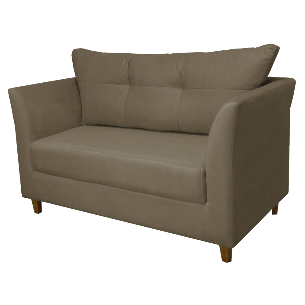 Namoradeira Decorativa Isis Pés Trapézio Suede Capuccino - DS Estofados