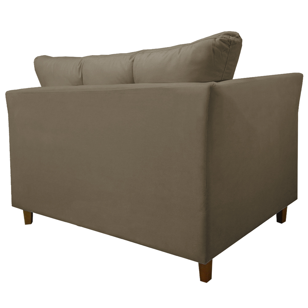Namoradeira Decorativa Isis Pés Trapézio Suede Capuccino - DS Estofados