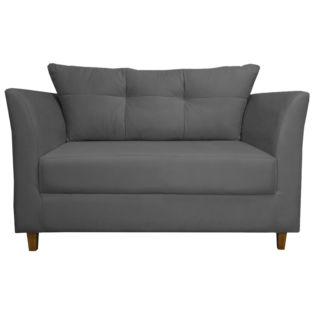 Namoradeira Decorativa Isis Pés Trapézio Suede Cinza - DS Estofados