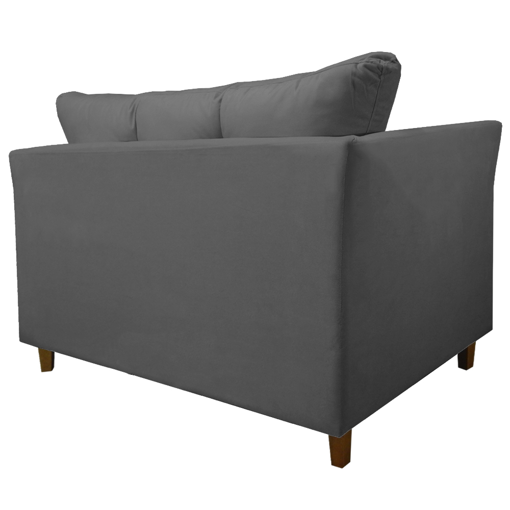 Namoradeira Decorativa Isis Pés Trapézio Suede Cinza - DS Estofados