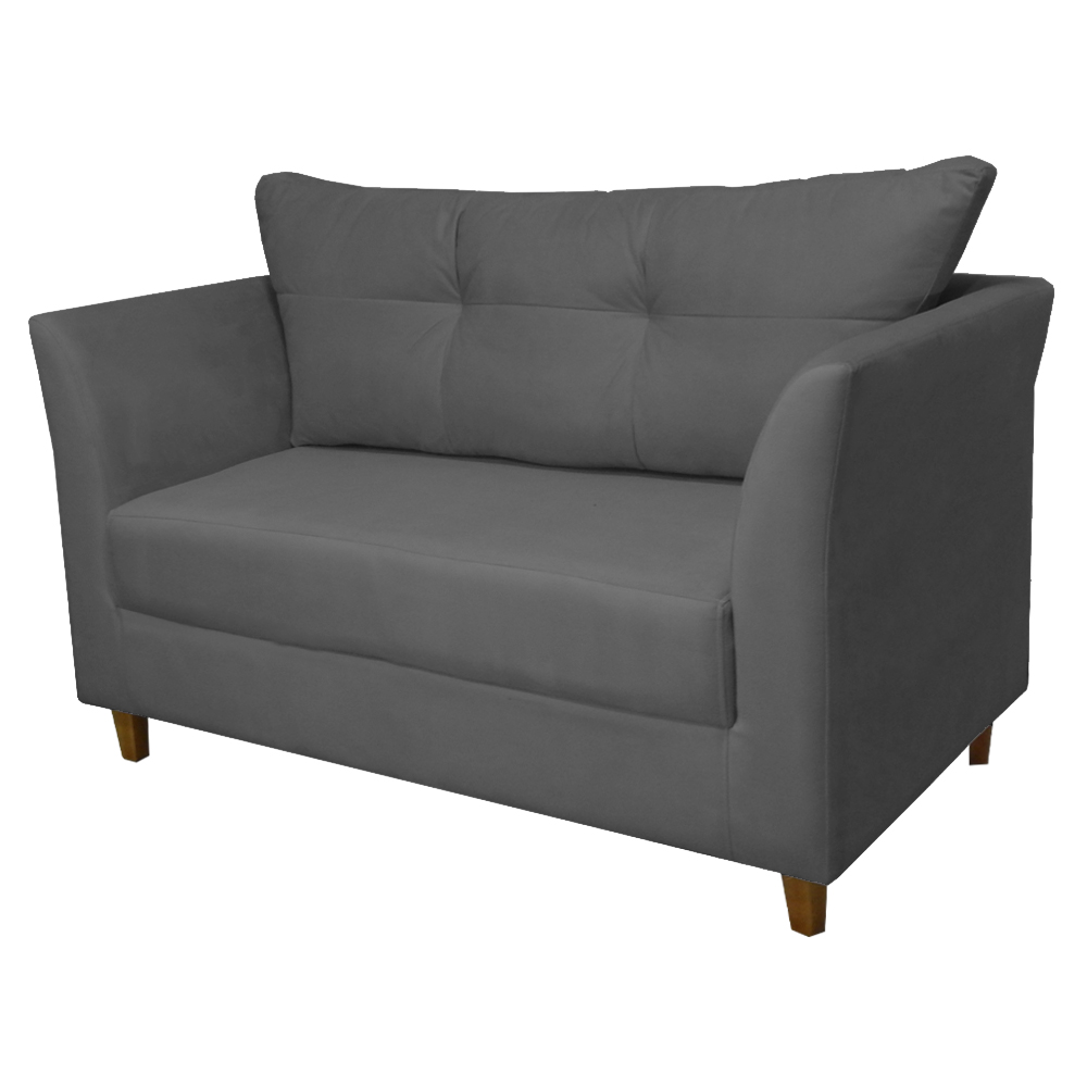 Namoradeira Decorativa Isis Pés Trapézio Suede Cinza - DS Estofados