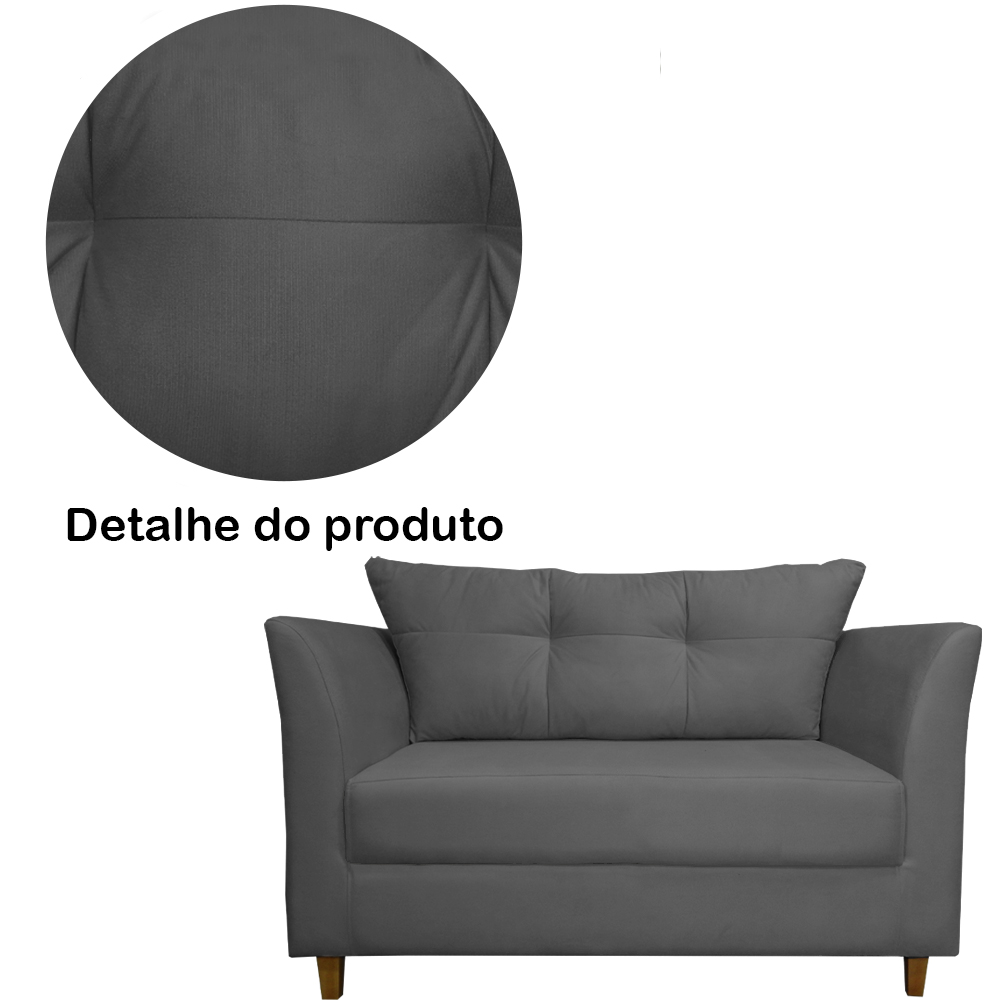 Namoradeira Decorativa Isis Pés Trapézio Suede Cinza - DS Estofados