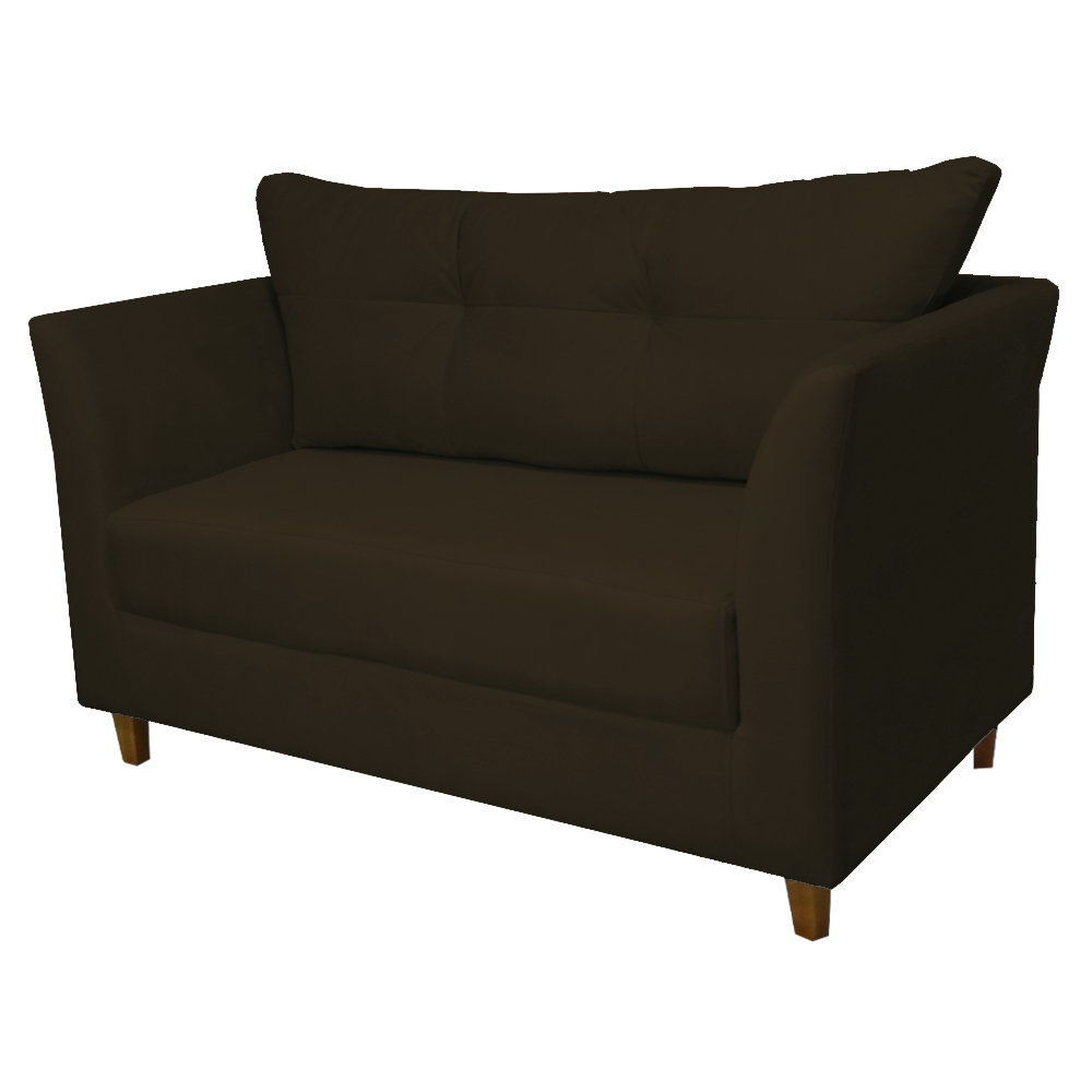 Namoradeira Decorativa Isis Pés Trapézio Suede Marrom - DS Estofados