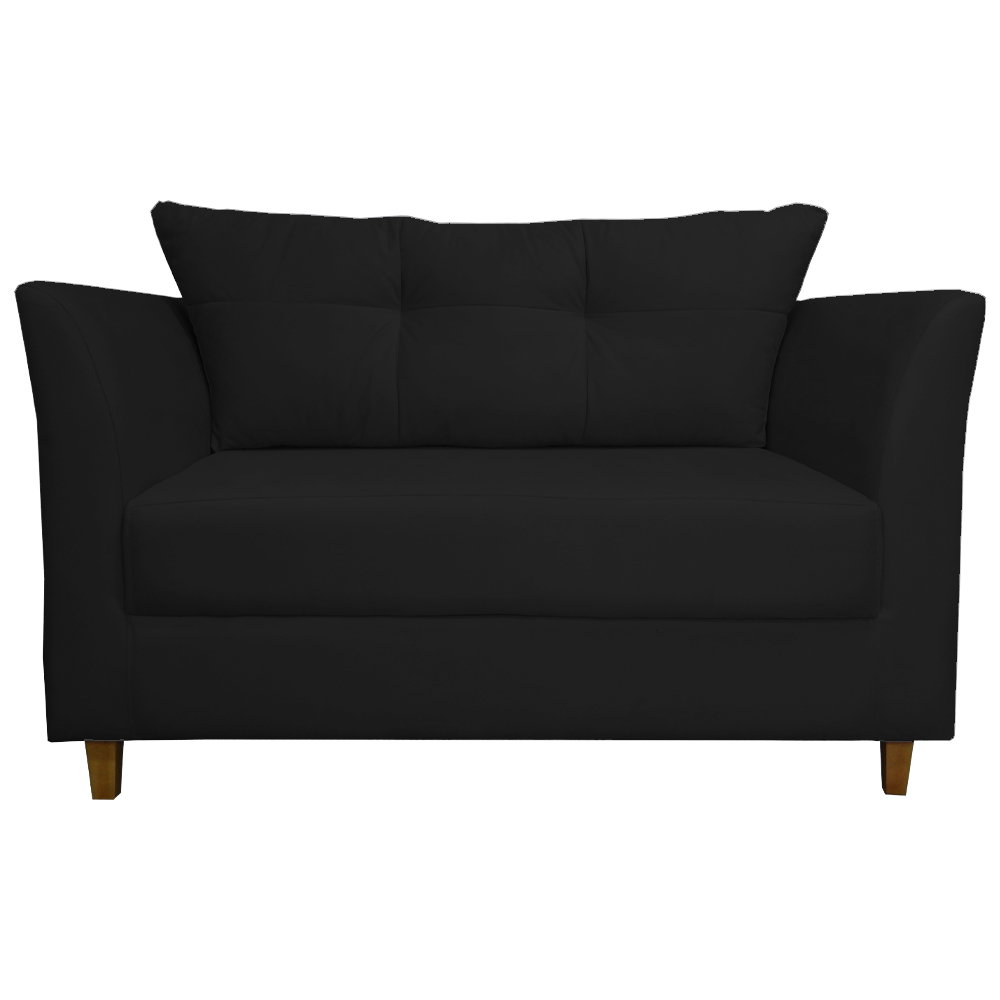 Namoradeira Decorativa Isis Pés Trapézio Suede Preto - DS Estofados