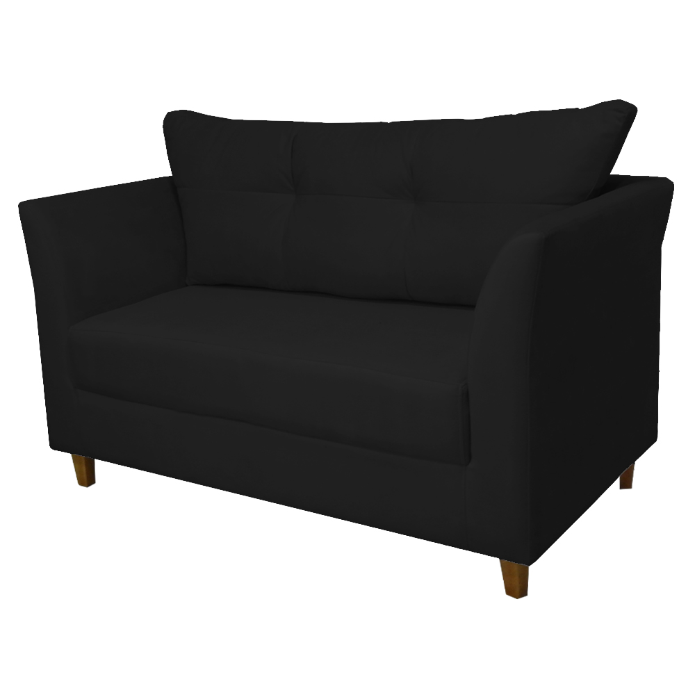 Namoradeira Decorativa Isis Pés Trapézio Suede Preto - DS Estofados
