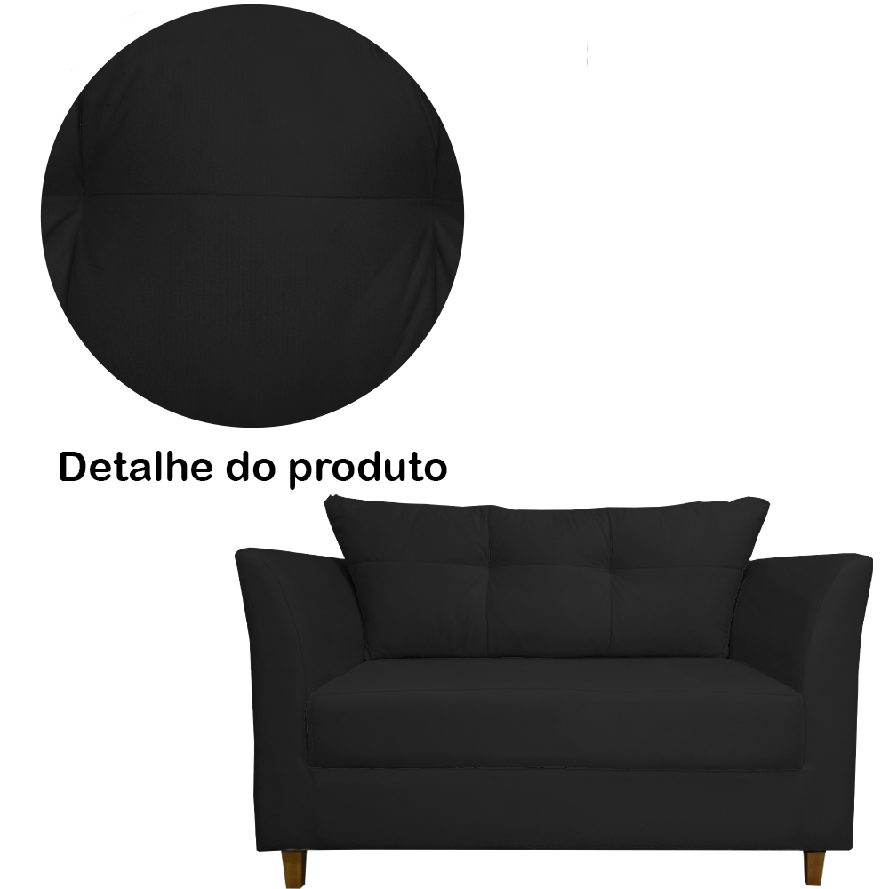 Namoradeira Decorativa Isis Pés Trapézio Suede Preto - DS Estofados