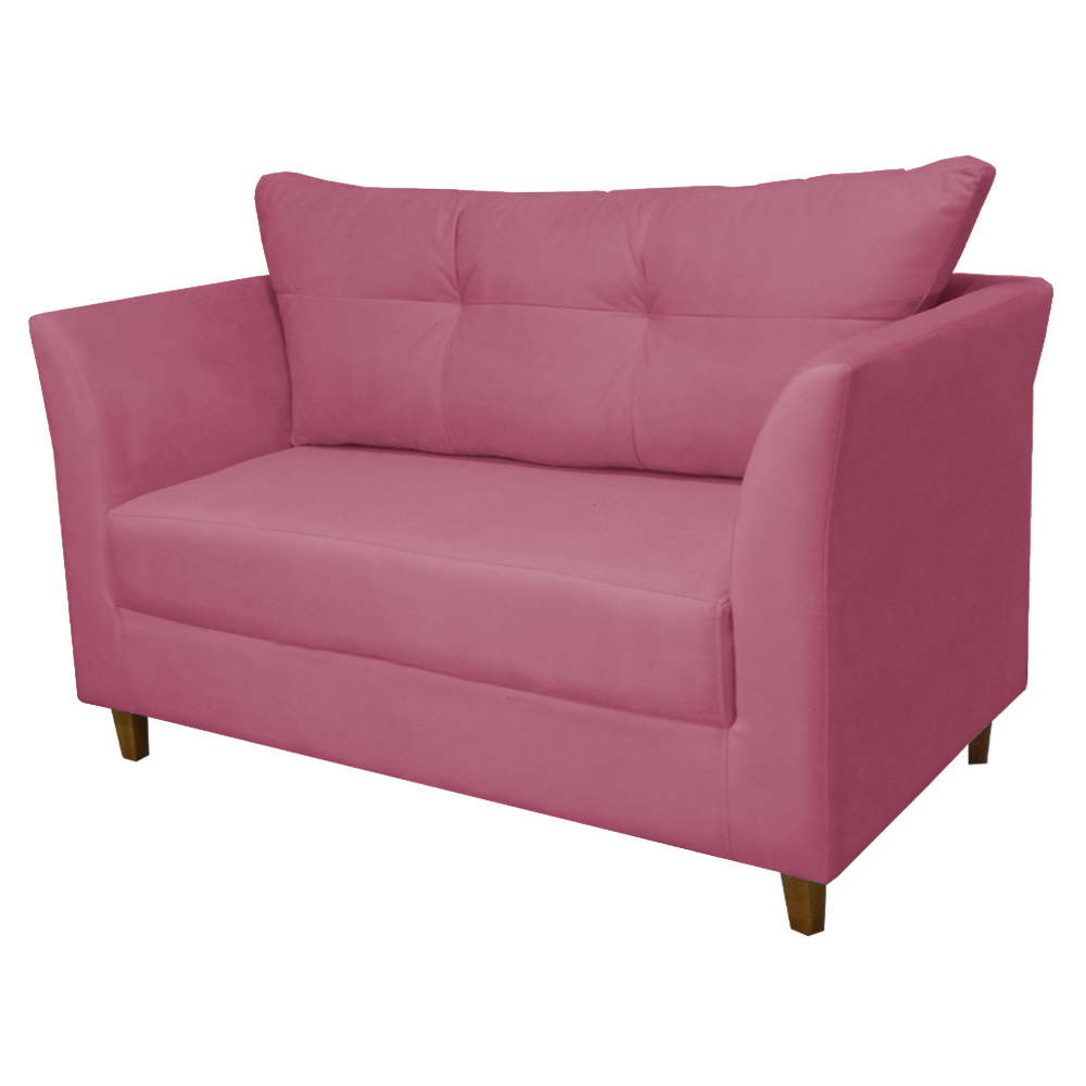 Namoradeira Decorativa Isis Pés Trapézio Suede Rosa - DS Estofados