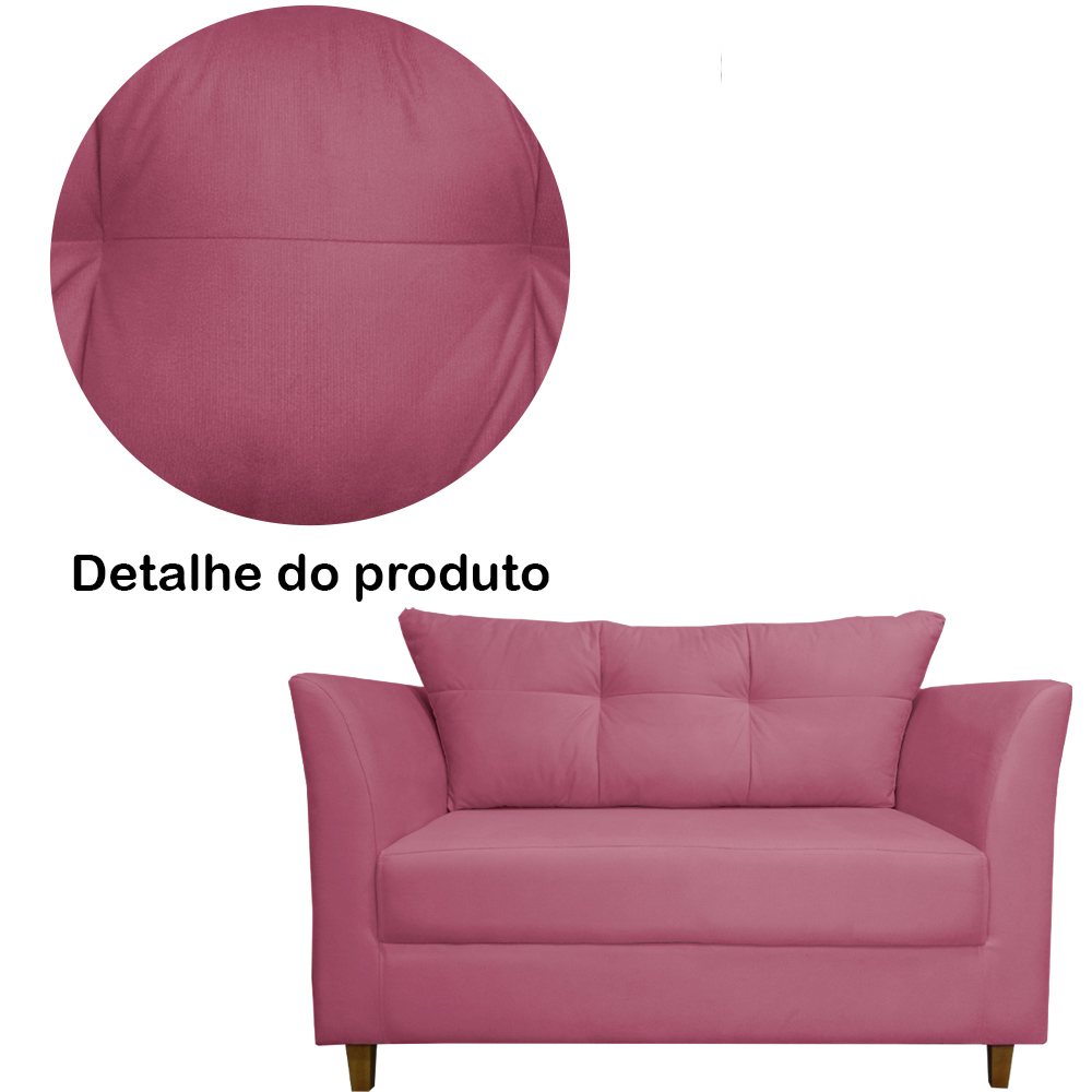 Namoradeira Decorativa Isis Pés Trapézio Suede Rosa - DS Estofados