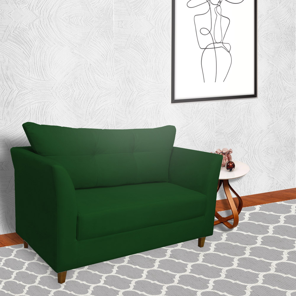 Namoradeira Decorativa Isis Pés Trapézio Suede Verde - DS Estofados