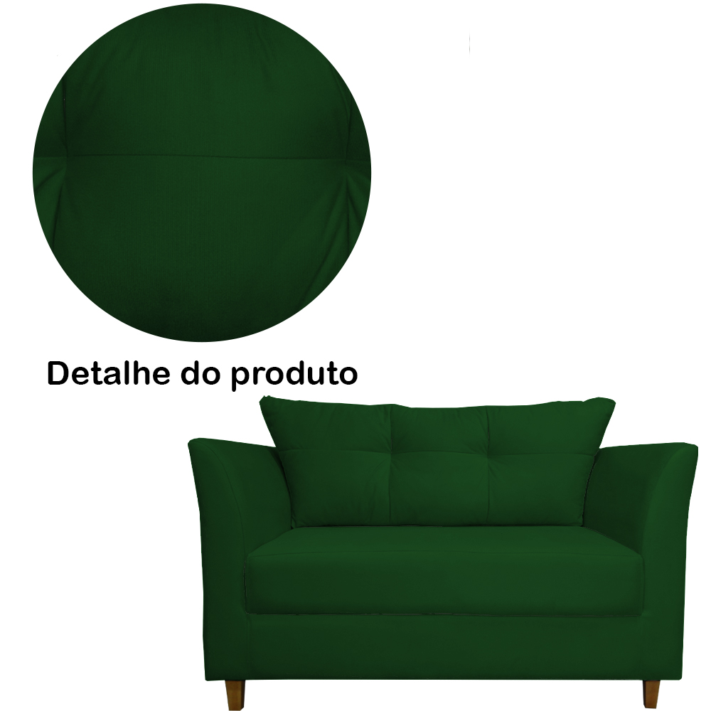 Namoradeira Decorativa Isis Pés Trapézio Suede Verde - DS Estofados