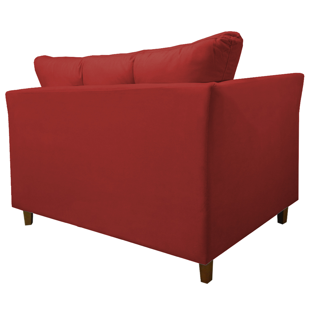 Namoradeira Decorativa Isis Pés Trapézio Suede Vermelho - DS Estofados