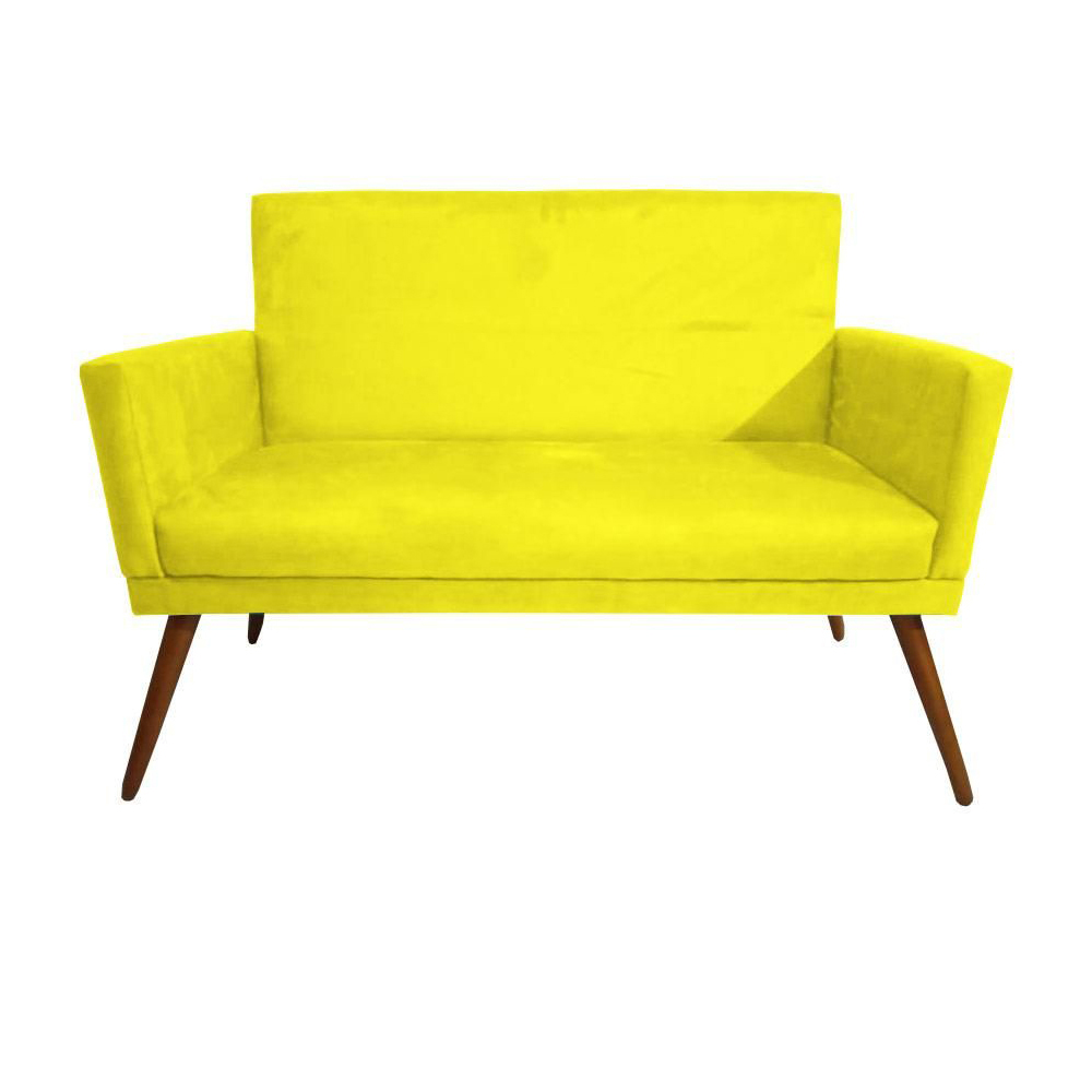 Namoradeira Decorativa Nina Com Rodapé Suede Amarelo - DS Estofados
