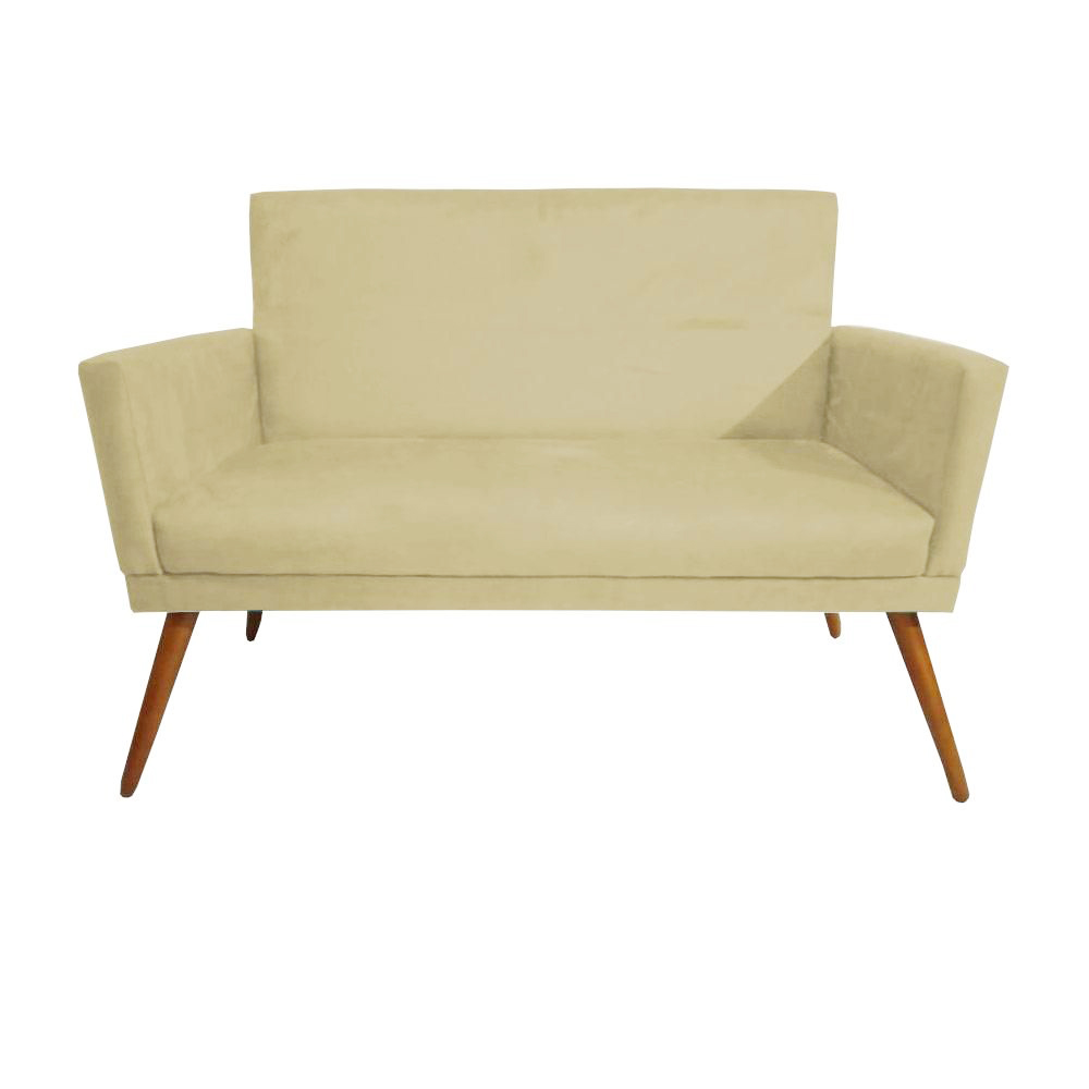 Namoradeira Decorativa Nina Com Rodapé Suede Bege - DS Estofados