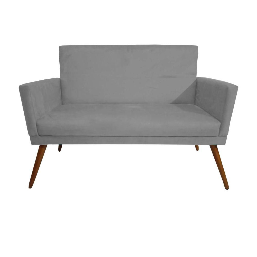 Namoradeira Decorativa Nina Com Rodapé Suede Cinza - DS Estofados