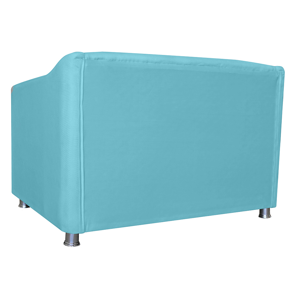 Namoradeira Decorativa Tilla Pés Cromados Suede Azul Turquesa - DS Estofados