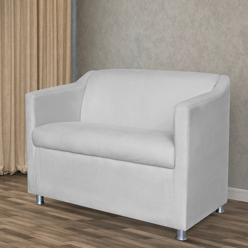 Namoradeira Decorativa Tilla Pés Cromados Suede Branco - DS Estofados