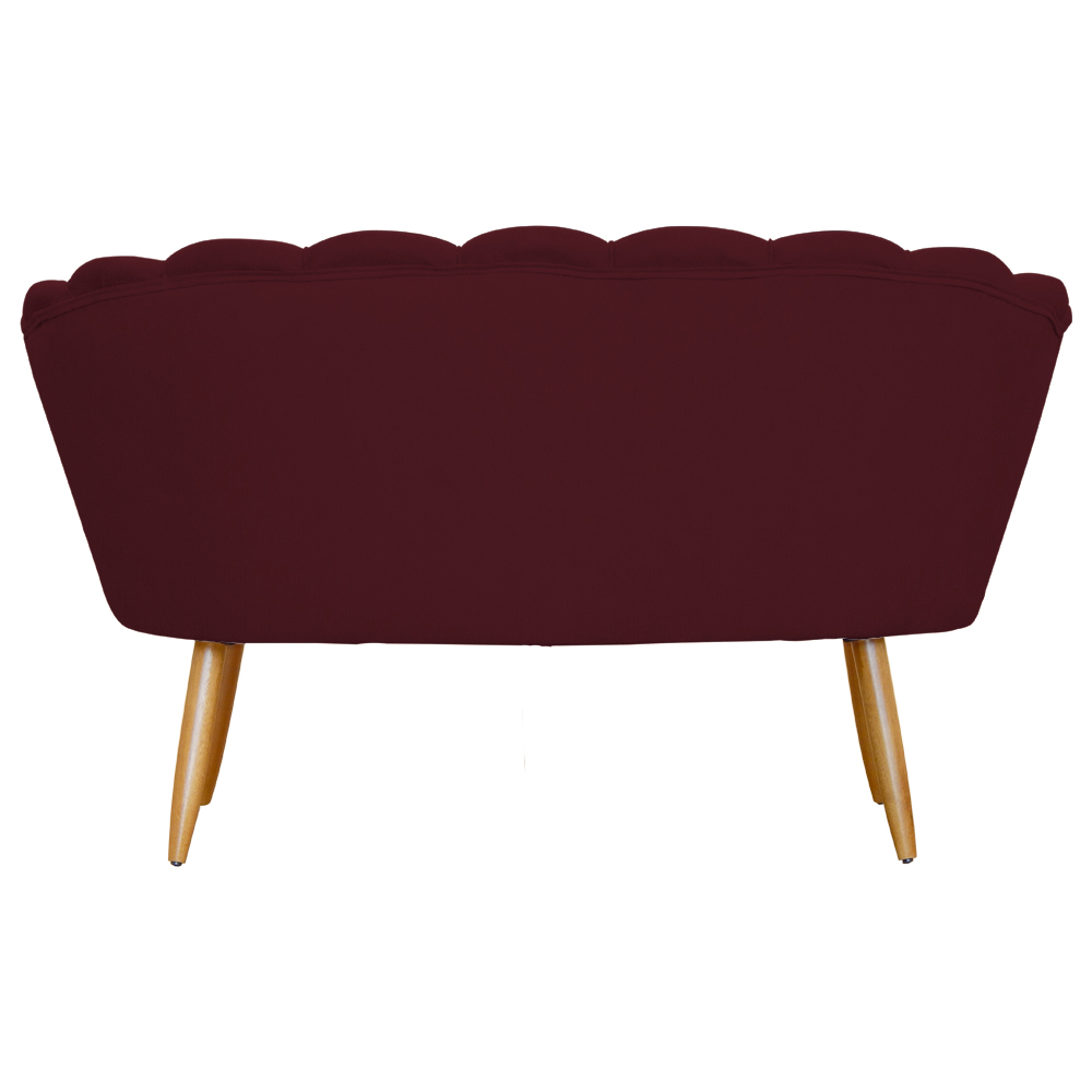Namoradeira Pétala 2 Lugares para Sala Suede Bordô Pés de Madeira  - Ds Estofados
