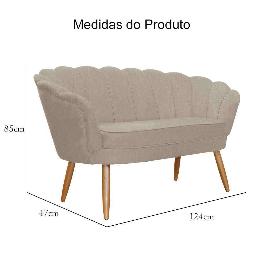 Namoradeira Pétala Suede Cappuccino Pés de Madeira Para Área Externa - Ds Estofados