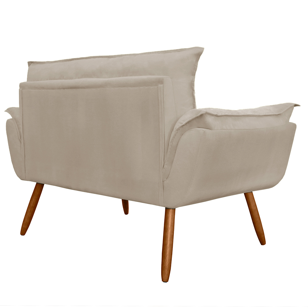 Namoradeira Poltrona Sofá decorativa 02 Lugares Opalla Pés Palito Capuccino