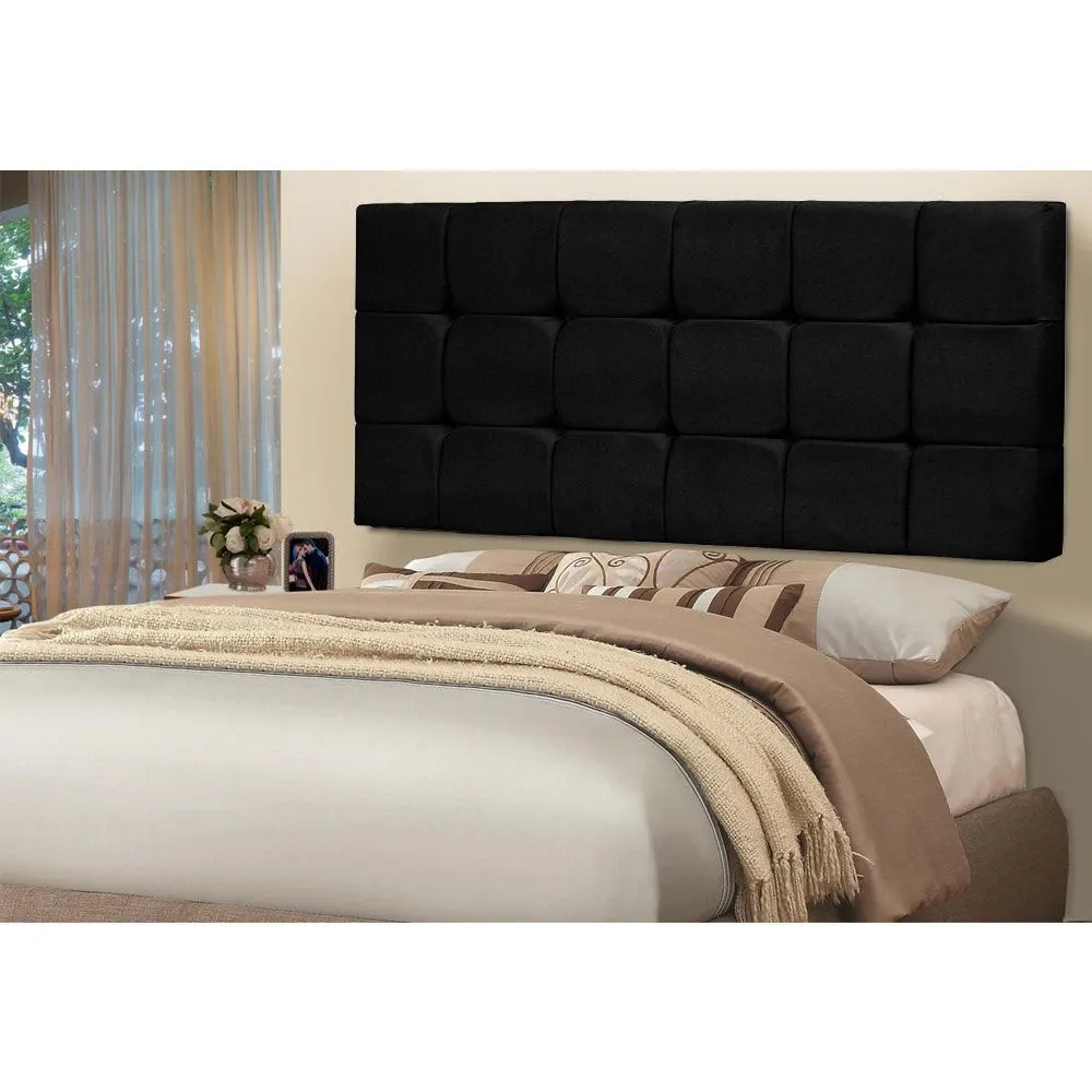 Painel Cabeceira Casal 140cm Para Cama Box Espanha Suede Preto - DS Estofados